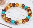 Amber Healing Bracelet Made of Baltic Amber and Turquoise