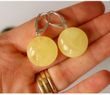 Amber Earrings Made of Button Shape Butterscotch Baltic Amber