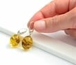 Amber Earrings Made of Olive Shape Amber With Bits of Flora