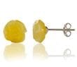 Small Carved Rose Amber Stud Earrings Made of Butterscotch Amber