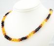 Amber Necklace Made of Multicolor Overlapping Amber Pieces 