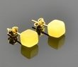 Small Cube Amber Stud Earrings Made of Butterscotch Baltic Amber