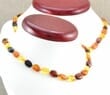 2 Matching Multicolor Amber Necklaces for Mom and Child