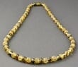 Green Amber Necklace Made of Raw and Polished Amber