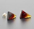 Triangle Amber Stud Earrings Made of Colorful Amber