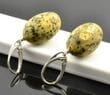 Earth Colors Amber Earrings Made of Raw Oval Amber Beads
