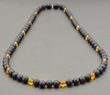 Men's Amber Necklace Made of Black and Honey Baltic Amber