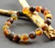 Men's Beaded Bracelet Made of Matte Multicolor Baltic Amber