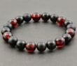 Men's Beaded Bracelet Made of Black and Cherry Baltic Amber