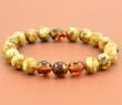 Men's Beaded Bracelet Made of Marble and Cognac Baltic Amber