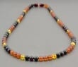Mens Necklace Made of Polished Honey and Matte Cherry Cognac Amber