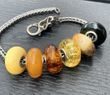 6 Pcs Wholesale Pandora style Amber Charm Beads