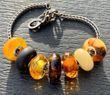 7 Pcs Wholesale Pandora Style Amber Charm Beads