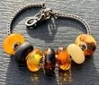 7 Pcs Pandora Style Amber Charm Beads