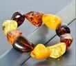 Amber Bracelet Made of Natural Shape Multicolor Amber Rocks