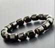 Men's Amber Bracelet Made of Barrel Shaped Black Amber 