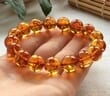 Men's Amber Bracelet Made of Light Cognac Color Amber