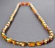 Men's Amber Necklace Made of Tube Shaped Cognac Color Amber