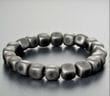 Men's Amber Bracelet Made of Black Raw Cube Shape Amber Beads