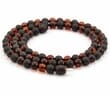 Men's Amber Necklace Made of Black and Cognac Amber. Unisex.