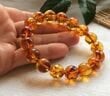 Amber Bracelet Made of Light Cognac Color Amber