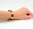 Amber Bracelet Made of Multicolor Bean Shape Baltic Amber