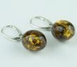 Green Amber Earrings Made of Large Olive Shape Baltic Amber 