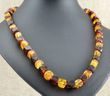 Amber Necklace Made of Cube Cut Cognac and Cherry Amber