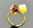 Adjustable Amber Ring in Gold Plated Sterling Silver