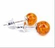 Amber Stud Earrings Made of Light Cognac Color Amber
