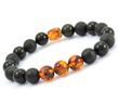 Men's Beaded Bracelet Made of Matte and Polished Baltic Amber 