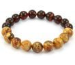 Men's Beaded Bracelet Made of Marble and Cherry Baltic Amber