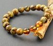 Men's Beaded Bracelet Made of Marble and Cognac Baltic Amber