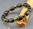 Men's Beaded Bracelet Made of Tube and Faceted Amber Beads