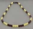 Men's Beaded Necklace Made of Lemon and Cherry Baltic Amber
