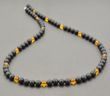 Men's Beaded Necklace Made of Matte and Polished Amber