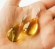 Clear Lemon Amber Earrings Made of Precious Baltic Amber