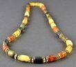 Rustic Men's Amber Necklace Made of Rustic Rare Colors Amber. Unisex.