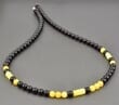 Men's Amber Necklace Made of Black and Butterscotch Amber