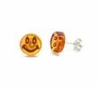 Funny Amber Stud Earrings Smiley Made of Baltic Amber