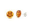 Smiley Tiny Amber Stud Earrings Made of Precious Baltic Amber