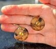 Extraordinaire Meteorite Amber Earrings Carved Cloudy Amber