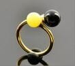 Adjustable Amber Silver Ring Made of Butterscotch and Black Amber