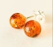 Amber Stud Earrings Made of Light Cognac Color Amber
