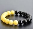 Men's Amber Bracelet Made of Butterscotch and Black Colors Amber