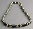 Men's Amber Necklace Made of Black and Lemon Colors Amber. Unisex. 