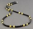 Men's Amber Necklace Made of Black Cherry and Lemon Amber
