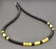 Men's Amber Necklace Made of Black and Butterscotch Baltic Amber