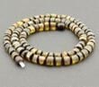 Men's Necklace Made of Precious Dark Greenish Amber