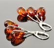 Multi Teardrop Amber Earrings Made of Cognac Baltic Amber